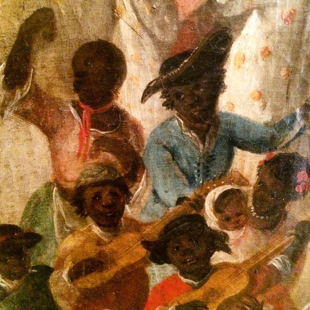 Negros sevillanos bailando en las fiestas de la proclamación de Fernando VI.