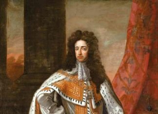 Guillermo III de Inglaterra el día de su coronación, tras el triunfo de la Revolución Gloriosa. Retrato del pintor Godfrey Kneller.