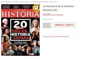 Portada del número 241 de la revista de historia "La Aventura de la Historia", conmemorativa de su vigésimo aniversario.