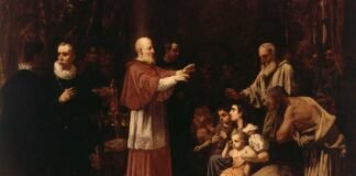 El Beato Juan de Ribera en la expulsión de los moriscos, por Francisco Domingo Marqués, 1864, Valencia, Museo de Bellas Artes, una versión historicista que no coincide con la intransigente postura que el arzobispo mantuvo sobre la expulsión de los niños moriscos.