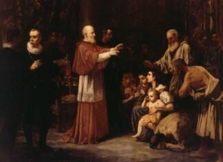 El Beato Juan de Ribera en la expulsión de los moriscos, por Francisco Domingo Marqués, 1864, Valencia, Museo de Bellas Artes, una versión historicista que no coincide con la intransigente postura que el arzobispo mantuvo sobre la expulsión de los niños moriscos.