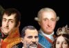 De izquierda a derecha, Fernando VII, Felipe VI, Carlos IV e Isabel II.