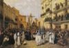 "La cofradía de Montserrat por la calle Génova", por Manuel Cabral Bejarano, Sevilla, 1862, Real Alcázar de Sevilla.