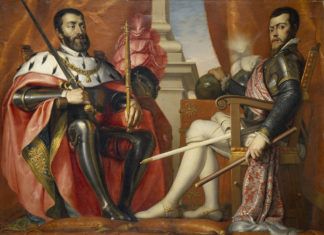 Carlos I, emperador del Sacro Imperio Romano Germánico, y Felipe II.