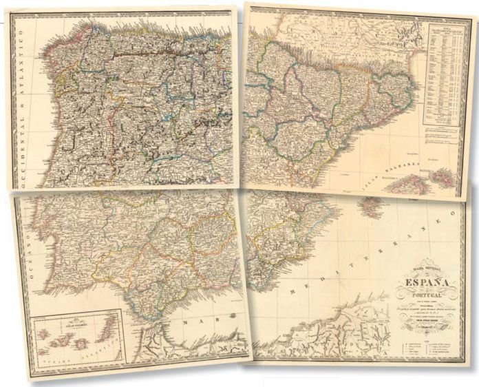 Montaje con mapa de España.