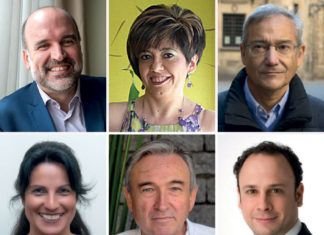 De izquierda a derecha y de arriba abajo: José Manuel Lucía Megías, Hortensia Barderas, Esteban Martín, María Dolores de Azategui, Antonio Elorza, Pedro Luis Lozano, Pedro Tomé, Luis Alejandre y Ricardo Artola.