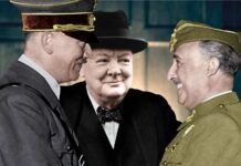 Montaje con Adolf Hitler, Winston Churchill y Francisco Franco a partir de unas de las fotografía del encuentro entre Hitler y Franco en Hendaya.