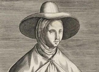 Grabado de Juliana Morell, la primera doctora en Leyes.