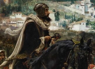 Detalle del cuadro de Francisco Pradilla y Ortiz "La rendición de Granada", siglo XIX, Palacio del Senado, Madrid.