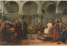 "Don Alfonso El Sabio y los libros del saber de astronomía", por Dióscoro Teófilo Puebla Tolín, 1881, Madrid, Museo del Prado.