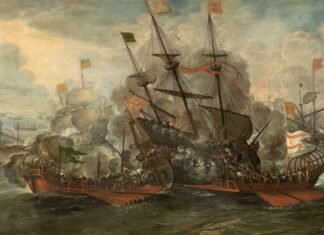 Combate en el mar y turcos saltando al abordaje, Juan de la Corte, siglo XVII