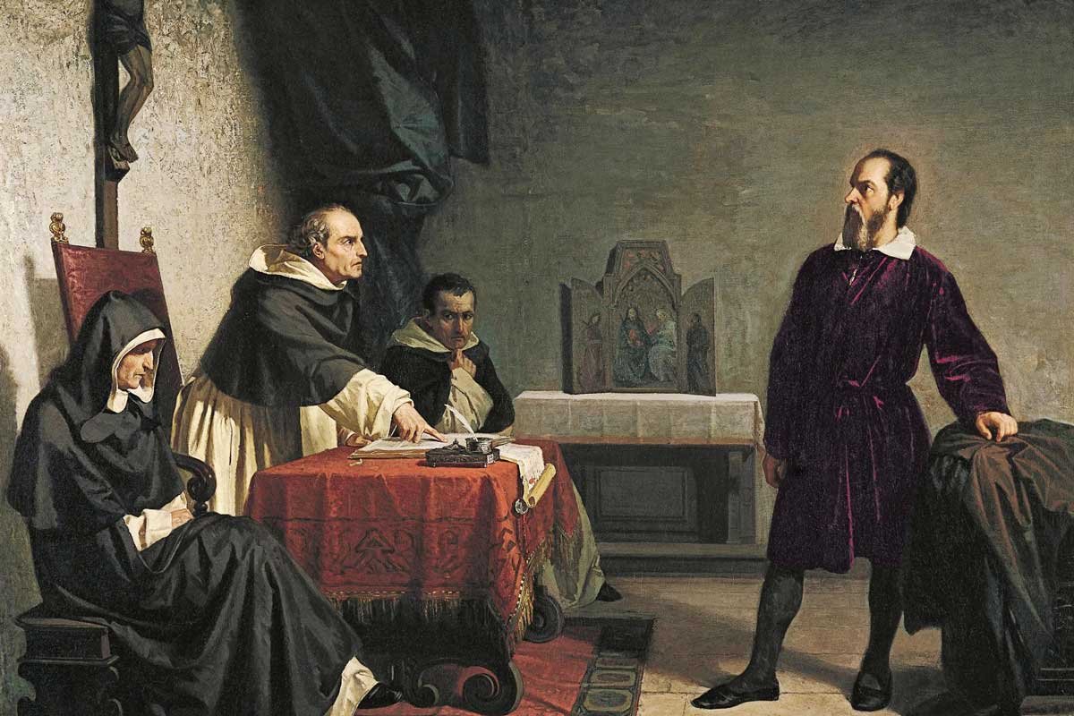 Galileo frente al tribunal de la Inquisición en Roma, por Cristiano Banti, 1857.