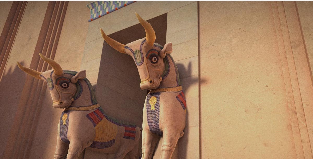 Estatuas de toros de Persépolis recreadas.