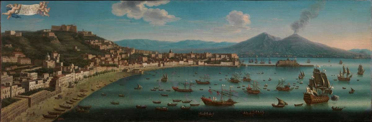 Vista de Chiaia (Nápoles), por Juan Ruiz, mediados del siglo XVIII, Museo del Prado.