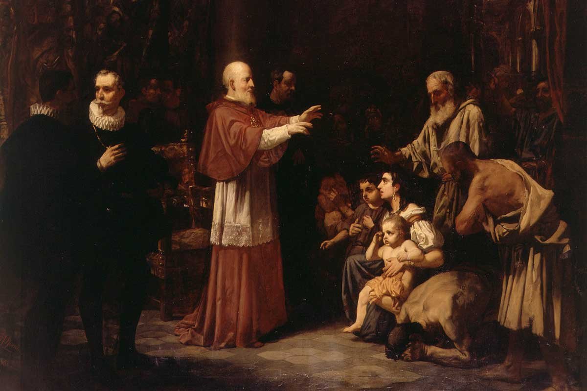 El Beato Juan de Ribera en la expulsión de los moriscos, por Francisco Domingo Marqués, 1864, Valencia, Museo de Bellas Artes, una versión historicista que no coincide con la intransigente postura que el arzobispo mantuvo sobre la expulsión de los niños moriscos.