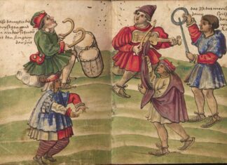 Los moriscos y la construcción del enemigo Un grupo de moriscos de granada cantando y bailando en una ilustración del Trachtenbuch de Weiditz.