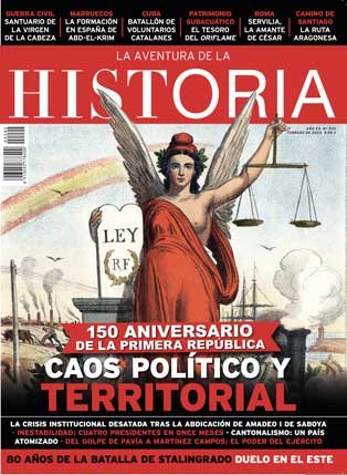 Portada del número 292 de la revista de historia "La Aventura de la Historia", ilustrada con una imagen de Primera República española.