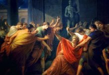 El asesinato de Julio César, por H. F. Füger. En este libro, la autora recupera la dimensión histórica razonable y razonada del personaje como principal actor en la crisis institucional del tránsito de la República al Imperio romano.