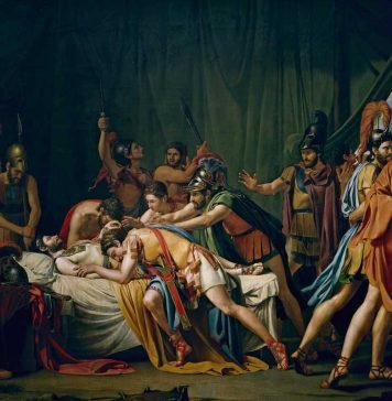 La muerte de Viriato, jefe de los lusitanos (1807), en una recreación pictórica de José Madrazo.