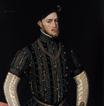 "Retrato de Felipe II", por Antonio Moro, c. 1549-1550, óleo sobre tabla de roble, 107,5 x 83,3 cm, Museo de Bellas Artes de Bilbao.