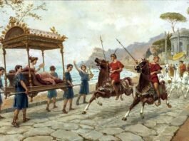 Recreación de un viaje a Pompeya, por E. Forti.