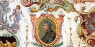 Maquiavelo en un fresco de la Galería de los Uffizi, en Florencia.