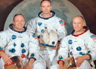 De izquierda a derecha, los astronautas de la NASA que llegaron a la luna Neil Armstrong, Michael Collins y Buzz Aldrin (Nasa / Reuters).