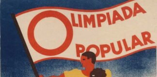 Cartel que anuncia la Olimpiada popular de Barcelona.