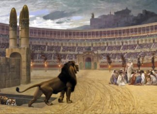 La última oración de los mártires cristianos (1883), cuadro del pintor francés Jean-Léon Gérôme que recrea el coliseo.