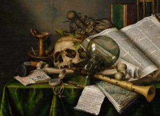 Vanitas con libros, manuscritos y una calavera (1663), de Edwaert Collier, Museo Nacional de Arte Occidental, Tokio.