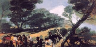 FABRICANDO PÓLVORA, una escena de actividad guerrillera representada por Goya, hacia 1810-1814, Madrid, Palacio de la Zarzuela.