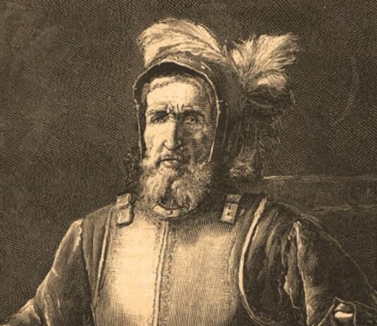 Miguel López de Legazpi, según una ilustración de la revista española La Hormiga de Oro realizada a finales del siglo XIX.