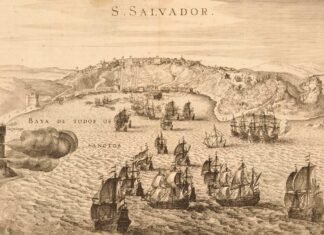 Toma de San Salvador de Bahía por la Flota holandesa en 1624. Escuela holandesa o alemana. 1624-1635. MNM-3795. Museo Naval.
