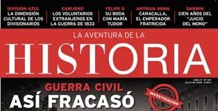 Portada del número 321 de la revista "La Aventura de la Historia", ilustrada con una imagen del Cuartel de la Montaña de Madrid en julio de 1936 y un retrato de Sagasta.