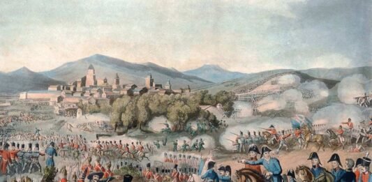 Batalla de Vitoria, pintada por Heath & Sutherland, A.S.K. Brown collection.