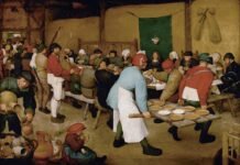 BANQUETE NUPCIAL, de Pieter Bruegel el Viejo, hacia 1568, Viena, Kunsthistorisches Museum.