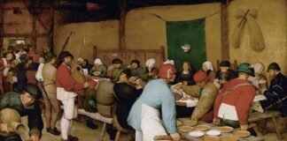 BANQUETE NUPCIAL, de Pieter Bruegel el Viejo, hacia 1568, Viena, Kunsthistorisches Museum.