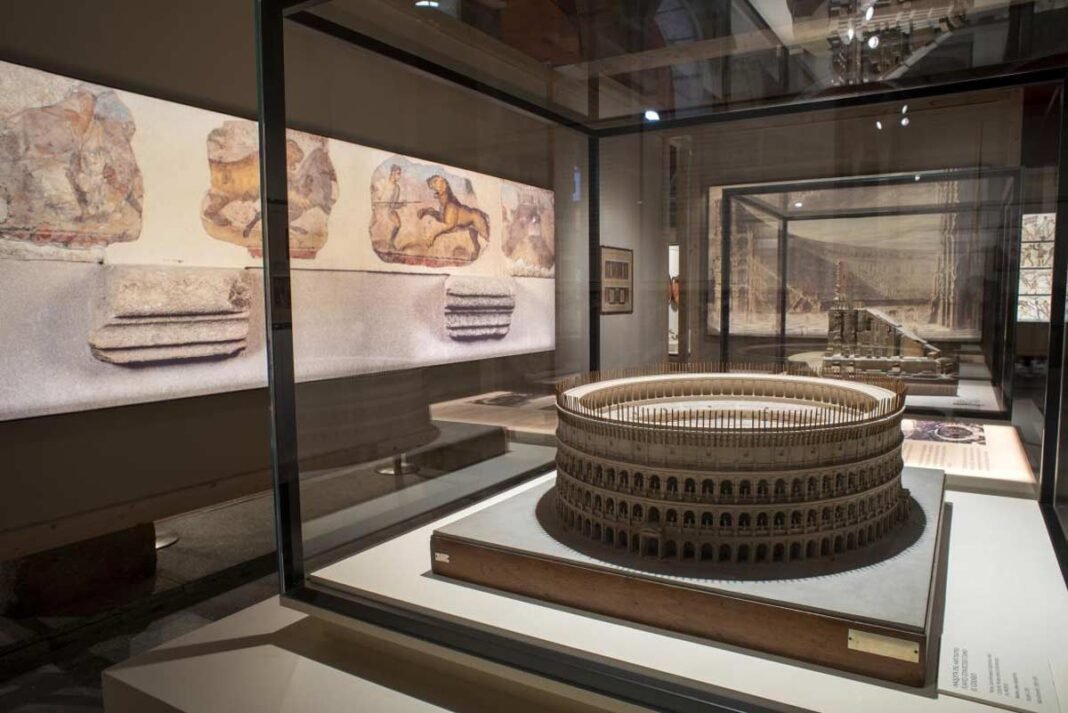 Maqueta del anfiteatro Flavio, conocido como el Coliseo, Sovrintendenza Capitolina ai Beni Culturali, Museo della Civiltà Romana.