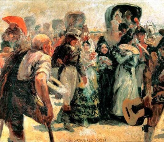 ¡A LAS CORTES, A LAS CORTES!, lienzo de Federico Godoy expuesto en el Museo de las Cortes de Cádiz.
