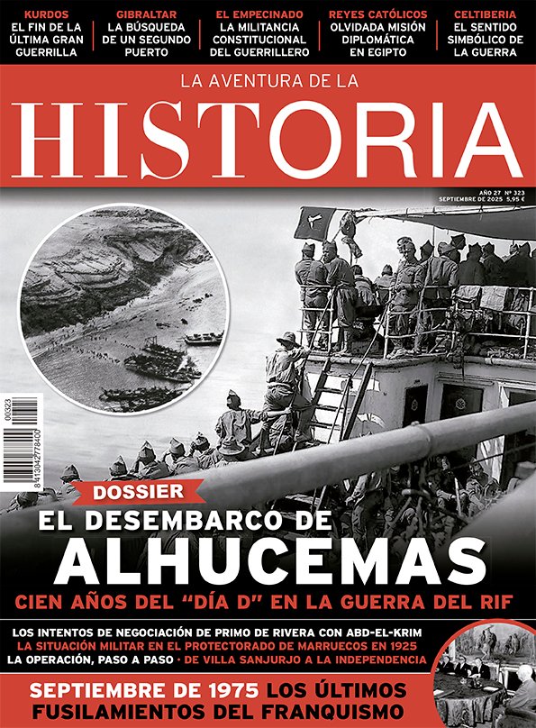 Portada del número 323 de la revista "La Aventura de la Historia", ilustrada con una imagen del desembarco de Alhucemas.