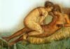 Mural de Pompeya de una escena sexual con la mujer encima del hombre. El sexo, junto a la esclavitud o las supersticiones, protagonizan el contenido de este libro.