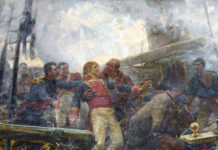 Muerte de Churruca (detalle), por Eugenio Álvarez Dumont, 1892, Madrid, Museo del Prado.