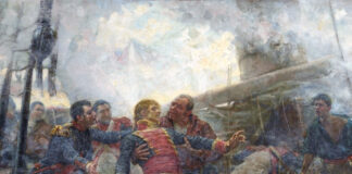 Muerte de Churruca (detalle), por Eugenio Álvarez Dumont, 1892, Madrid, Museo del Prado.