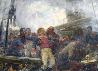 Muerte de Churruca (detalle), por Eugenio Álvarez Dumont, 1892, Madrid, Museo del Prado.