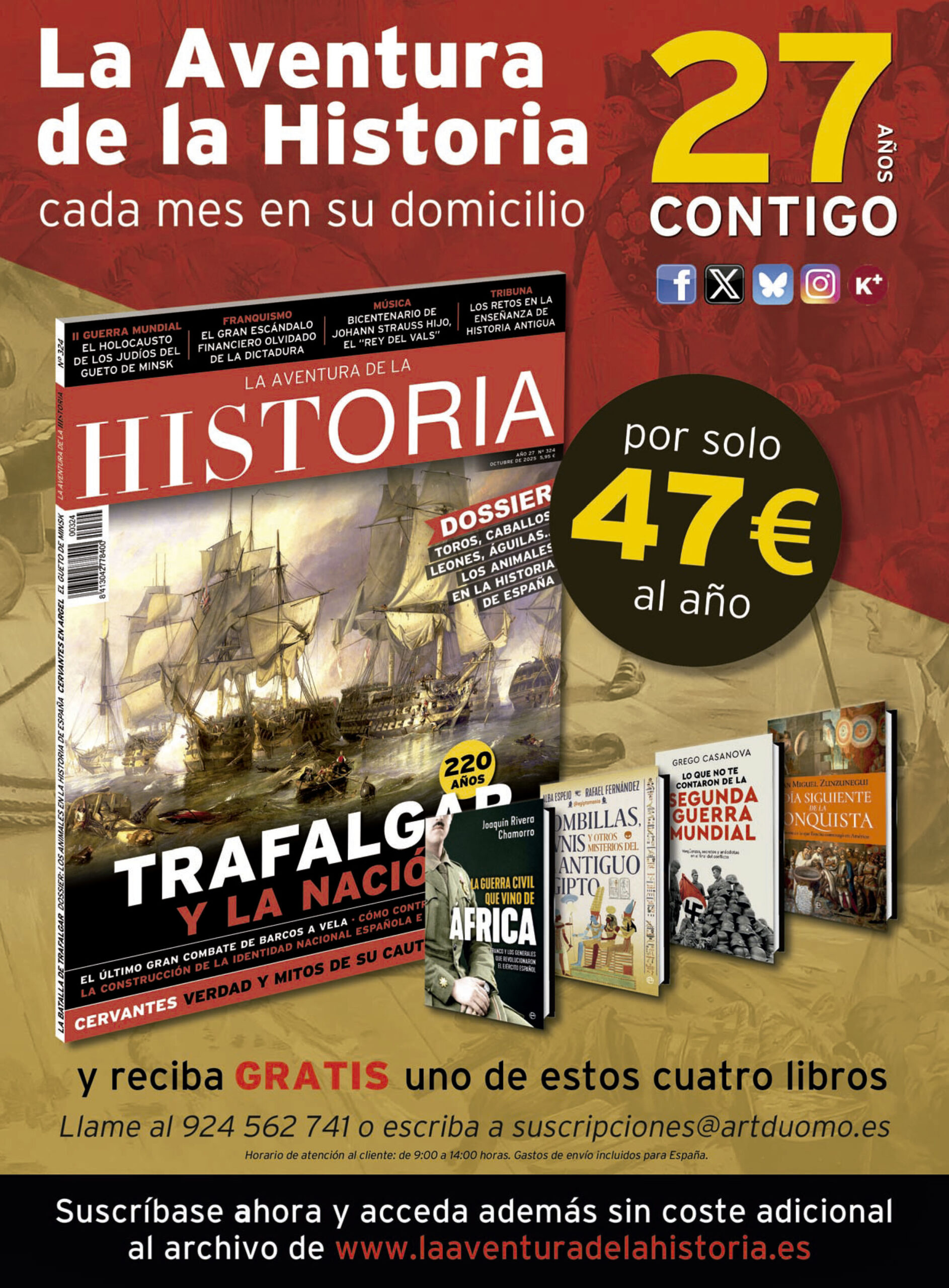 Suscríbete mes de octubre a la revista "La Aventura de la Historia" y recibe de regalo uno de estos cuatro libros.