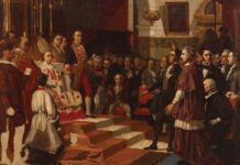 Boceto de El juramento de las Cortes de Cádiz de 1810, por José Casado de Alisal.