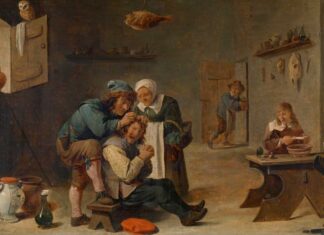 Recreación de una operación quirúrgica, en una obra de David Teniers, siglo XVII. La obra plasma la historia de la medicina