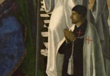 Detalle de LA VIRGEN DEL CABALLERO DE MONTESA, orden en la que el príncipe Jaime de Aragón ingresó tras su fracasada boda.