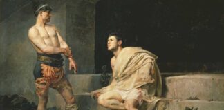 Gladiadores después del combate, por José Moreno Carbonero (1882).