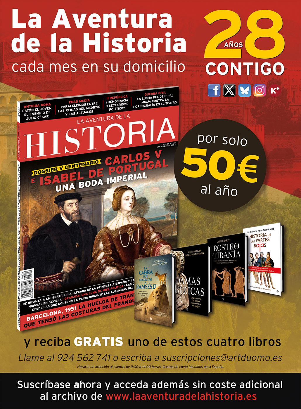 Oferta de suscripción a la revista de historia La Aventura de la Historia, del mes de marzo de 2026.